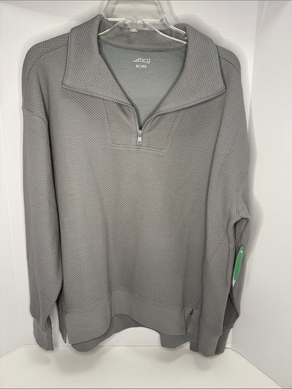 bcg Woman's Light Gray Half-Zip Pullover Shirt/Sweatshirt